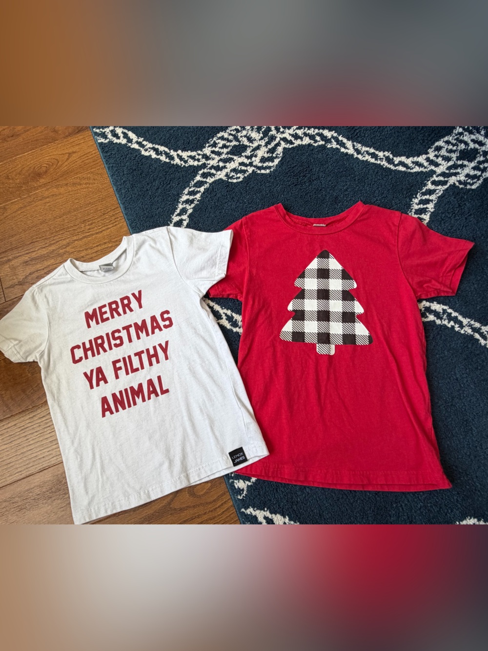 Kids Holiday Graphic Tee Set - Red & White Christmas Shirts